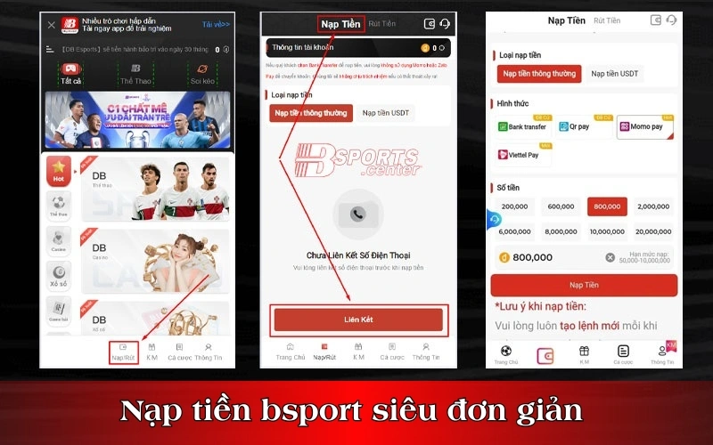 Nạp tiền bsport siêu đơn giản 